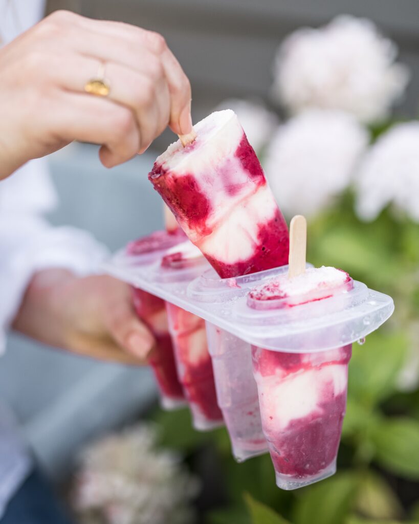 Queen Garnet plum swirl popsicles ready to enjoy